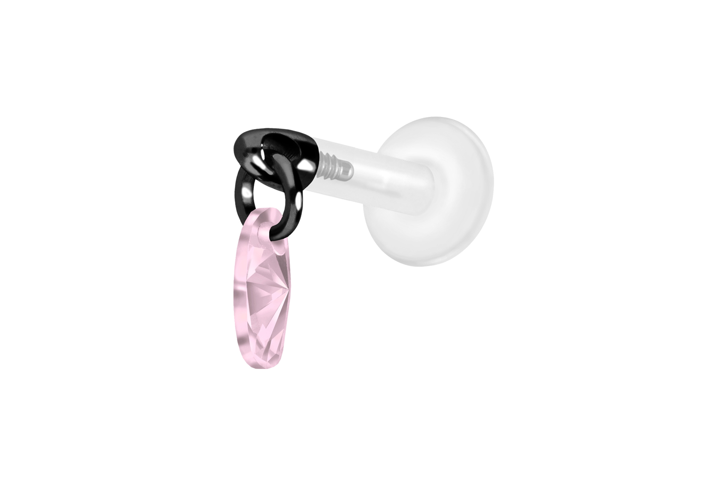 PTFE Labret Piercing mit Innengewinde + Titan-Aufsatz KRISTALLOVAL